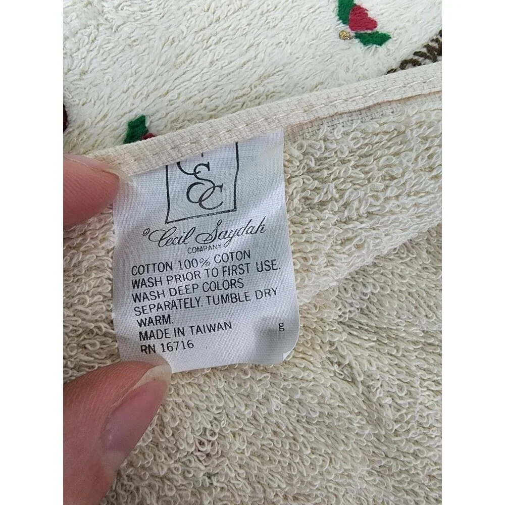 Cecil Saydah 100% Cotton Christmas Tree Kitchen Fringe Towel Teddy‎ Bears Holly